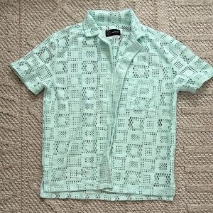 Original Use Mint Green Eyelet Men's Shirt